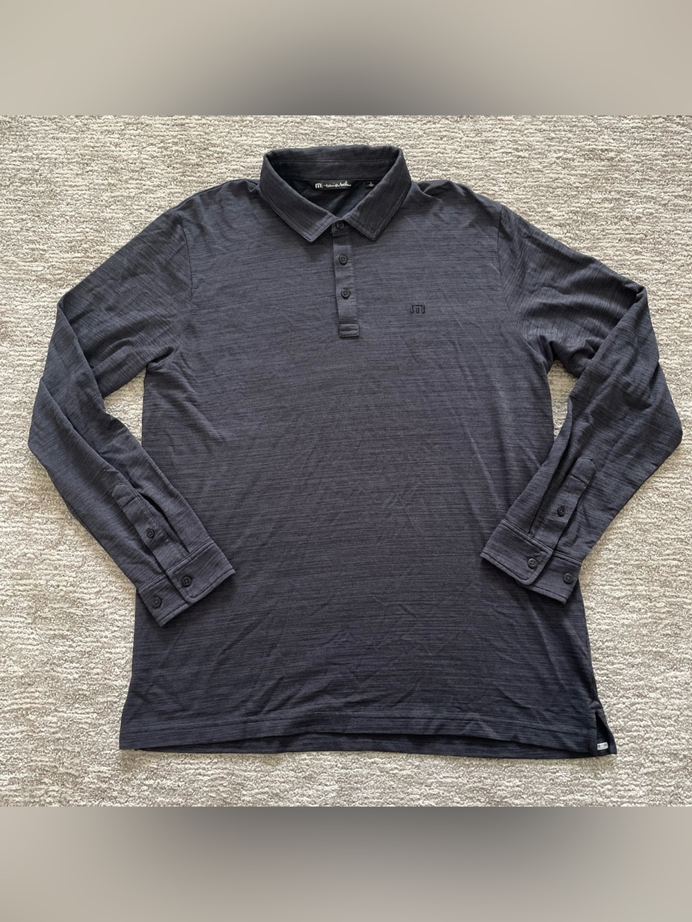 Travis Mathew Men's Long Sleeve Polo Shirt Dark Size Large Golf Performance